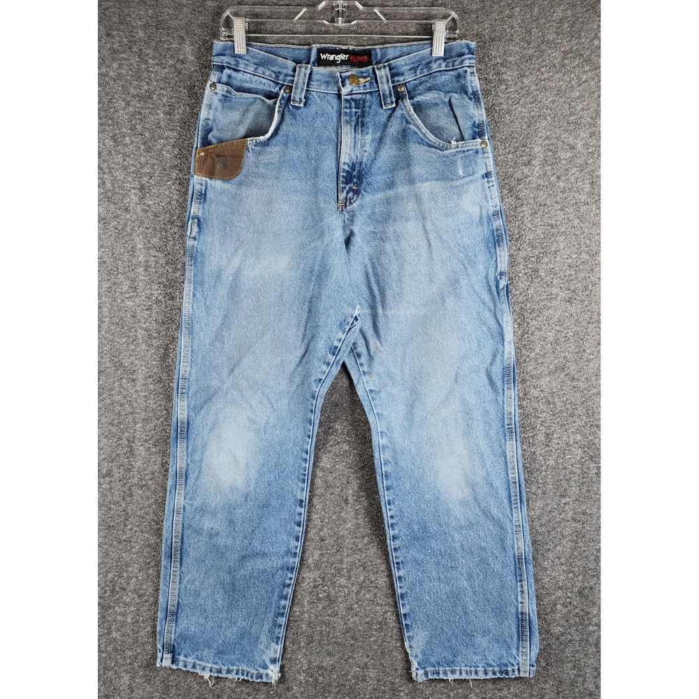 Wrangler Jeans Mens 32x31 Riggs Workwear Light Wash Blue Straight Work Pant EUC